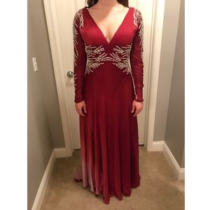 Jovani Beaded Longsleeve Gown